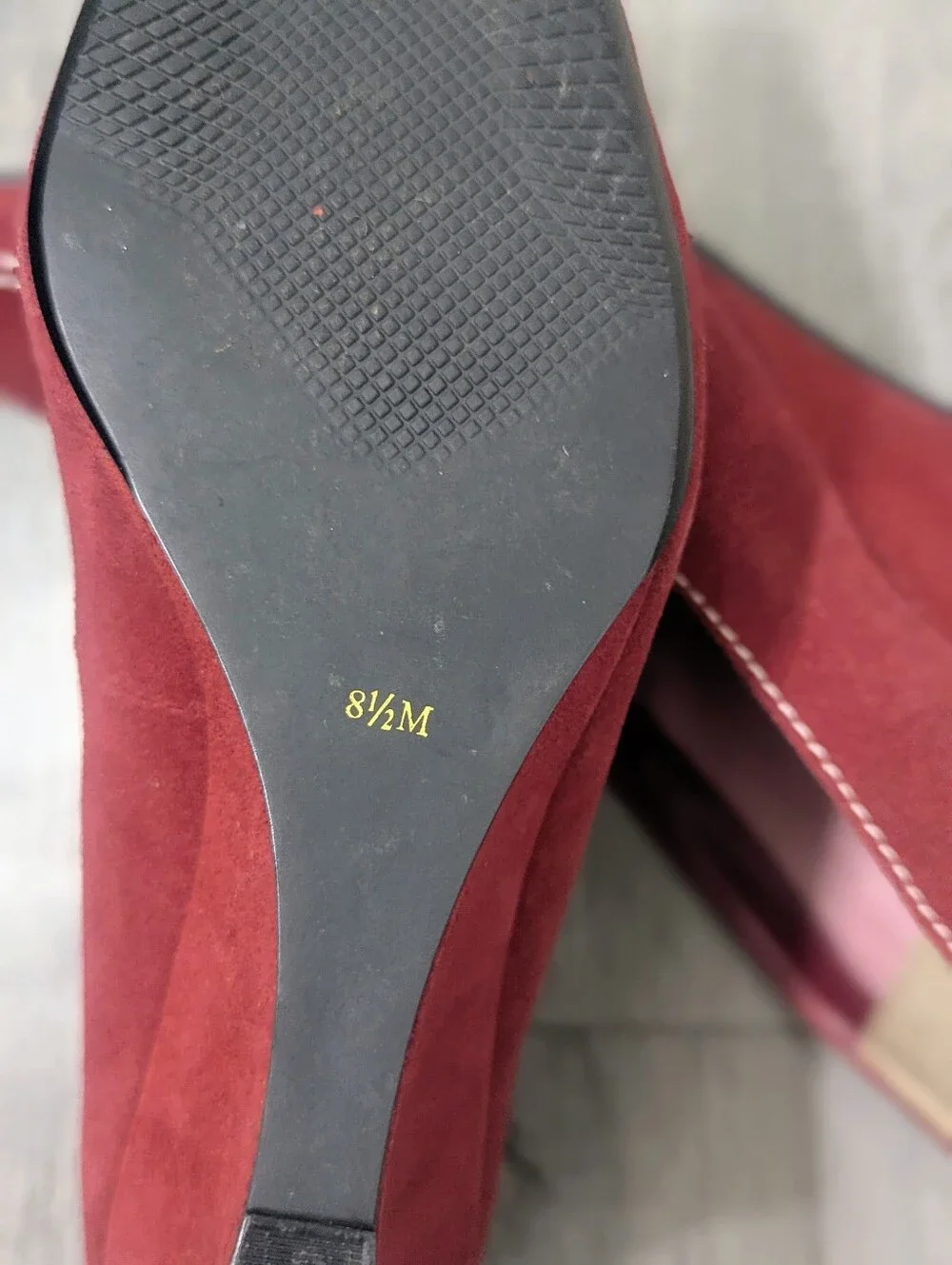 Ann Marino Suede Square Toe Wedge Heel Shoes